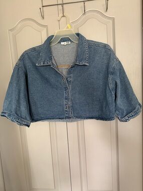 Fashion Nova Blue Cropped Denim Jean Jacket